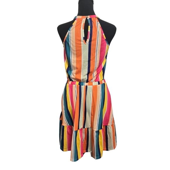 Chic Orange and Pink Midi Dress - Picture 3 of 5